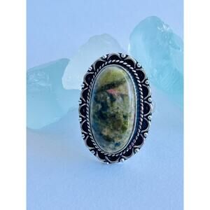 925 Silver Oval Unakite Ring